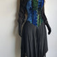 Authentic 1990s Whimsigoth Peasant Dress in Plush Velvet - Greens & Blues - Hand Dyed - medieval metal buttons - long sleeve & handkerchief hemline