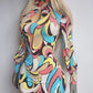 90s Pucci Style Absolutely Wild Mini Dress - Incredible Poolside & Summer Party Piece - Can be worn as a top -Sexy Tie Kneck & Backless - Keyhole cut out on chest - Super short mini dress or Long Top - Stretch Body Hugging High Quality Fabric