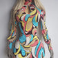 90s Pucci Style Absolutely Wild Mini Dress - Incredible Poolside & Summer Party Piece - Can be worn as a top -Sexy Tie Kneck & Backless - Keyhole cut out on chest - Super short mini dress or Long Top - Stretch Body Hugging High Quality Fabric