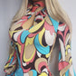 90s Pucci Style Absolutely Wild Mini Dress - Incredible Poolside & Summer Party Piece - Can be worn as a top -Sexy Tie Kneck & Backless - Keyhole cut out on chest - Super short mini dress or Long Top - Stretch Body Hugging High Quality Fabric