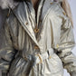 1990s Iconic Gold Slazenger Iridescent Fur Hood Puffer Ski Style Jacket - Tailored Hourglass with Belt - Insane Gold Hearts Hard ware  - Literally the Perfect Shape - Fully Lined