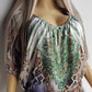 2000s Bohemian Draped Rhinestone top with Iconic Nostalgia Boho Print in Leopard & Chains - Perfect Shape