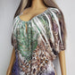 2000s Bohemian Draped Rhinestone top with Iconic Nostalgia Boho Print in Leopard & Chains - Perfect Shape