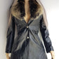 Vintage 2000s Black Leather & Ultra Plush Fox Fur Spy Coat - Super Buttery Soft - 100% genuine Leather & Fur Collar - Fully Lined