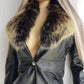 Vintage 2000s Black Leather & Ultra Plush Fox Fur Spy Coat - Super Buttery Soft - 100% genuine Leather & Fur Collar - Fully Lined