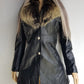 Vintage 2000s Black Leather & Ultra Plush Fox Fur Spy Coat - Super Buttery Soft - 100% genuine Leather & Fur Collar - Fully Lined