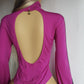 2000s Authentic Adidas Sexy Backless Pilates Princess Vintage Berry Pink Tailored Top with Gold Hardware & Black Striping