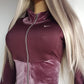 2000s Authentic Nike Velour Sexy Pilates Princess Vintage Hooded Purple Cropped Zip Jacket with Embroidery & Rhinestones