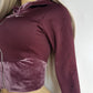 2000s Authentic Nike Velour Sexy Pilates Princess Vintage Hooded Purple Cropped Zip Jacket with Embroidery & Rhinestones