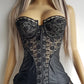 Authentic 1950s Designer Overwire Lace Corset - Ribbon Bust - Beautiful Low Back - Illusion Lace - Zip & Hook Front