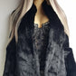 Genuine Vintage Rich Inky Black 1950s Vintage Fur Coat - Beautiful Tailoring on Shoulders and Sleeves - Super Soft Rabbit