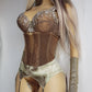 Vintage Authentic 1990s Pistachio Swirl Collection - Custom Hand Dyed Lace Bra with Floral Detailing - Only One Made