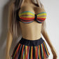 Knockout 1980s Statement Swimwear - Multicolour Vintage - Ultra Feminine - Bikini Top & Skirt - Two Piece Set