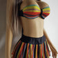 Knockout 1980s Statement Swimwear - Multicolour Vintage - Ultra Feminine - Bikini Top & Skirt - Two Piece Set