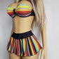 Knockout 1980s Statement Swimwear - Multicolour Vintage - Ultra Feminine - Bikini Top & Skirt - Two Piece Set