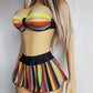 Knockout 1980s Statement Swimwear - Multicolour Vintage - Ultra Feminine - Bikini Top & Skirt - Two Piece Set