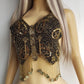 Absolute Knockout Vintage Fully Beaded Butterfly Top - Beaded Tassels with Coins - String Ties