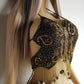 Absolute Knockout Vintage Fully Beaded Butterfly Top - Beaded Tassels with Coins - String Ties