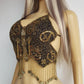 Absolute Knockout Vintage Fully Beaded Butterfly Top - Beaded Tassels with Coins - String Ties