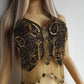 Absolute Knockout Vintage Fully Beaded Butterfly Top - Beaded Tassels with Coins - String Ties