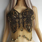 Absolute Knockout Vintage Fully Beaded Butterfly Top - Beaded Tassels with Coins - String Ties