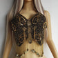 Absolute Knockout Vintage Fully Beaded Butterfly Top - Beaded Tassels with Coins - String Ties