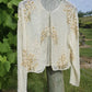 Vintage Ethereal 100% Silk - Bridal Quality Cream & Gold Flowers - Handmade Fully Beaded Jacket