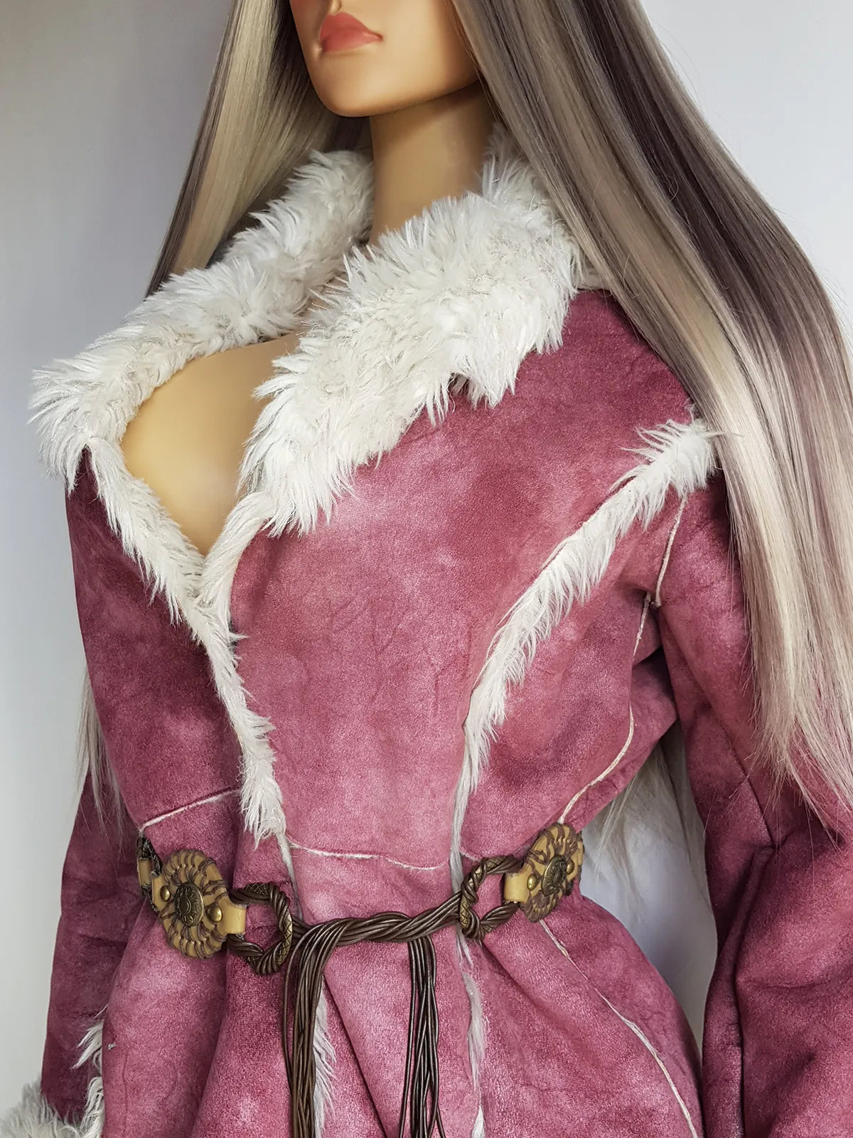 2000s Blush Pink & White Shearling Bohemian Rock Chick Jacket - Vegan - Young Britney Spears Vibes