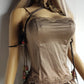 Vintage Lace Lingerie Top - Hand Dyed in Soft Brown - Perfect Bohemian Layering Piece - Thin strips