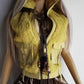 1990s Italian Vintage Light Chartreuse Fur & Suede Vest - fully lined - metal zip - suede feature pockets with tassel buckles