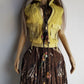 1990s Italian Vintage Light Chartreuse Fur & Suede Vest - fully lined - metal zip - suede feature pockets with tassel buckles