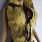 1990s Italian Vintage Light Chartreuse Fur & Suede Vest - fully lined - metal zip - suede feature pockets with tassel buckles