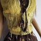 1990s Italian Vintage Light Chartreuse Fur & Suede Vest - fully lined - metal zip - suede feature pockets with tassel buckles