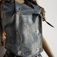 1980s Vintage 100% Genuine Leather Gunmetal Metallic Grey Motorcycle Vest - Metal Hardware - Fully Lined