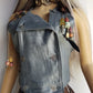 1980s Vintage 100% Genuine Leather Gunmetal Metallic Grey Motorcycle Vest - Metal Hardware - Fully Lined