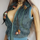 90s Vintage Green Fur Vest in 100% Genuine Rabbit Fur - Fully Lined - Chunky Heavy Zip Hardware & knit accents