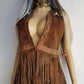 1970s Rich Tobacco Brown Soft Suede & Genuine Snakeskin Tassel Vest - Iconic Snakeskin Feature Borders