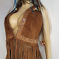 1970s Rich Tobacco Brown Soft Suede & Genuine Snakeskin Tassel Vest - Iconic Snakeskin Feature Borders