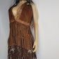 1970s Rich Tobacco Brown Soft Suede & Genuine Snakeskin Tassel Vest - Iconic Snakeskin Feature Borders