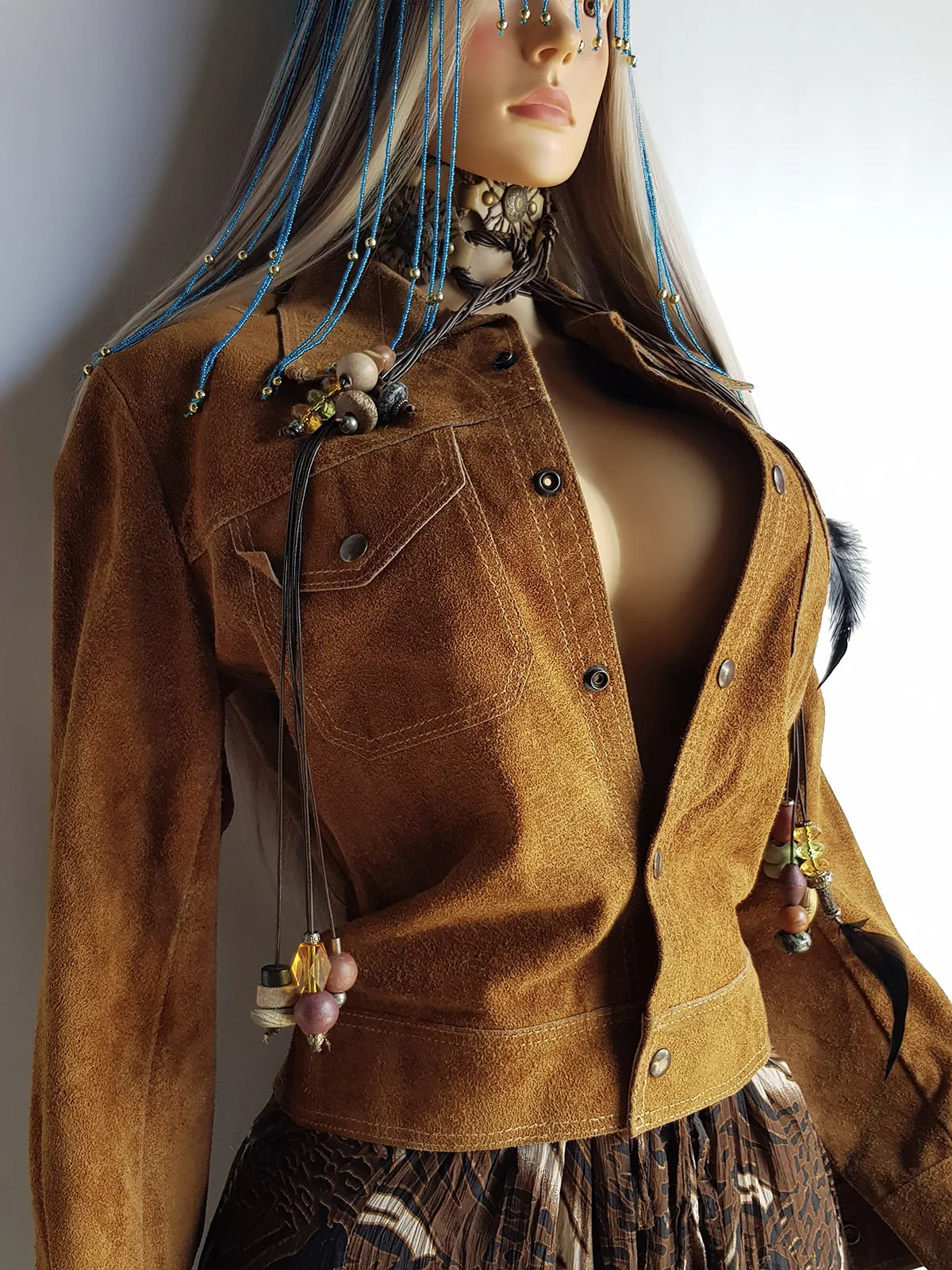 Vintage 100% Genuine Rough Raw Suede Leather Motorcycle Jacket - Rich Caramel  - Metal Hardware