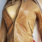 90s Genuine 100% Leather Motorcycle Jacket - Rich Tan Brown & Feature Stitching