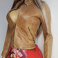 90s Genuine 100% Leather Motorcycle Jacket - Rich Tan Brown & Feature Stitching