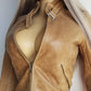 90s Genuine 100% Leather Motorcycle Jacket - Rich Tan Brown & Feature Stitching