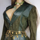 1970s Beautiful Green Soft Suede & Leather Jacket - Boyfriend Fit - Leather Elbow Patches - Oversized