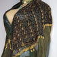 Insane 1970s Handmade Crochet Beaded Party Top / Skirt / Wrap - Tie at neck - Studio 54 - Black Crochet & Gold Beading