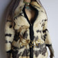 1960s Italian Vintage Rabbit Coat - Suede Features- Super Plush & Soft - Caramel Cream & Dusky Grey Colours