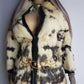 1960s Italian Vintage Rabbit Coat - Suede Features- Super Plush & Soft - Caramel Cream & Dusky Grey Colours