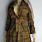 1970s Couture Tailoring Plaid Wool Coat - Absolute Perfection - Very Vivienne Westwood Style- Olive Green Mustard Tones - Stiff Collar & Beautifully Cut Pockets