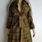 1970s Couture Tailoring Plaid Wool Coat - Absolute Perfection - Very Vivienne Westwood Style- Olive Green Mustard Tones - Stiff Collar & Beautifully Cut Pockets