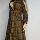 1970s Couture Tailoring Plaid Wool Coat - Absolute Perfection - Very Vivienne Westwood Style- Olive Green Mustard Tones - Stiff Collar & Beautifully Cut Pockets